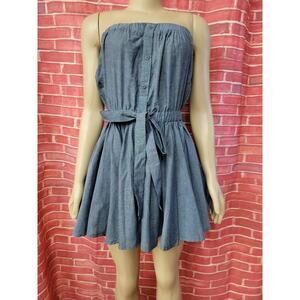 Alythea Strapless Blue Fit & Flare Women's Belted Romper size S #C6